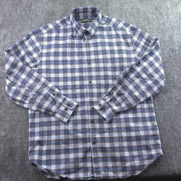 Orvis Other - Orvis Luxury Flannel Shirt Large Blue Check Long Sleeve Button Down Cotton